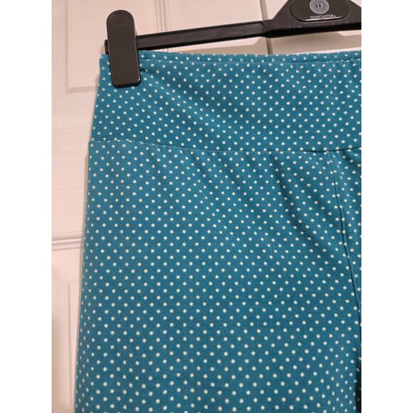 Lularoe tall and curvy women's teal and polka dot leggings - Picture 2 of 9